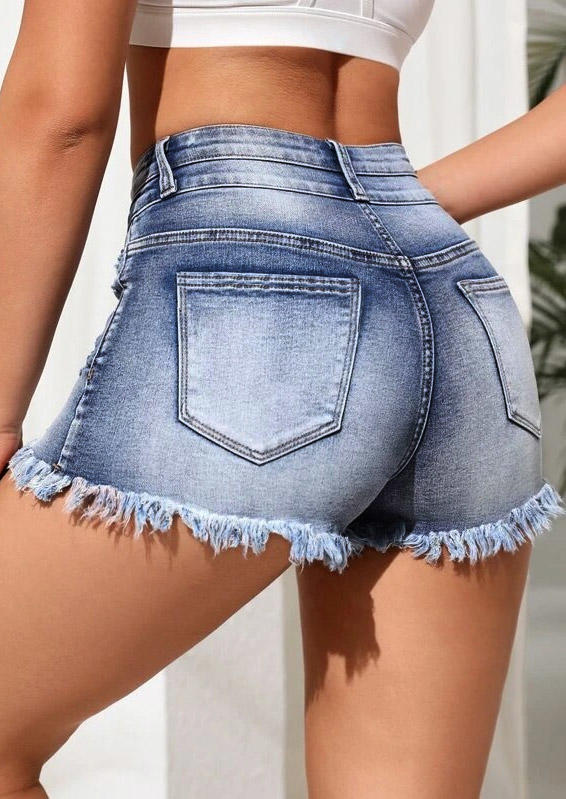 

Shorts Ripped Frayed Denim Shorts in Blue. Size