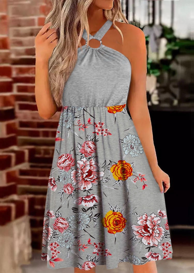 

Midi Dresses Floral Hollow Out Ruffled Open Back Midi Dress in Gray. Size: L,M,,XL