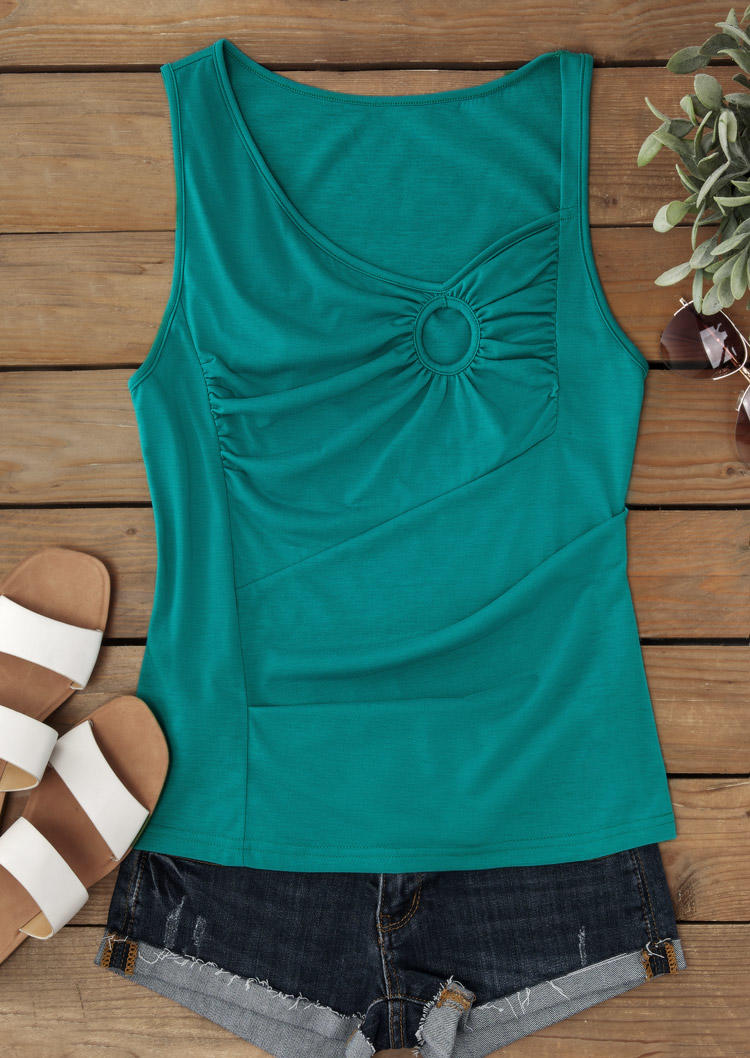 

Tank Tops Ruched Irregular Collar Tank Top - Cyan in Blue. Size: L,M,,XL