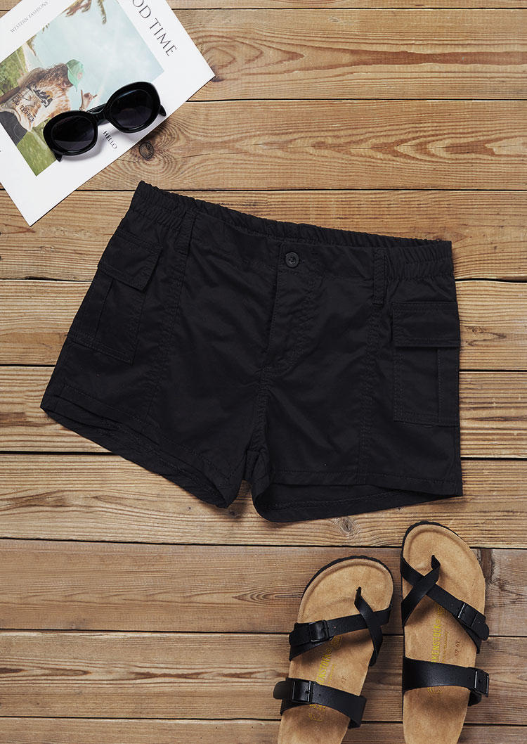 

Shorts Pocket Button Cargo Shorts in Black. Size: ,XL