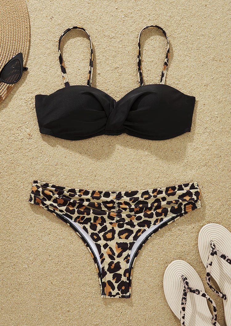 

Bikini Sets Leopard Ruched Bikini Set in Multicolor. Size