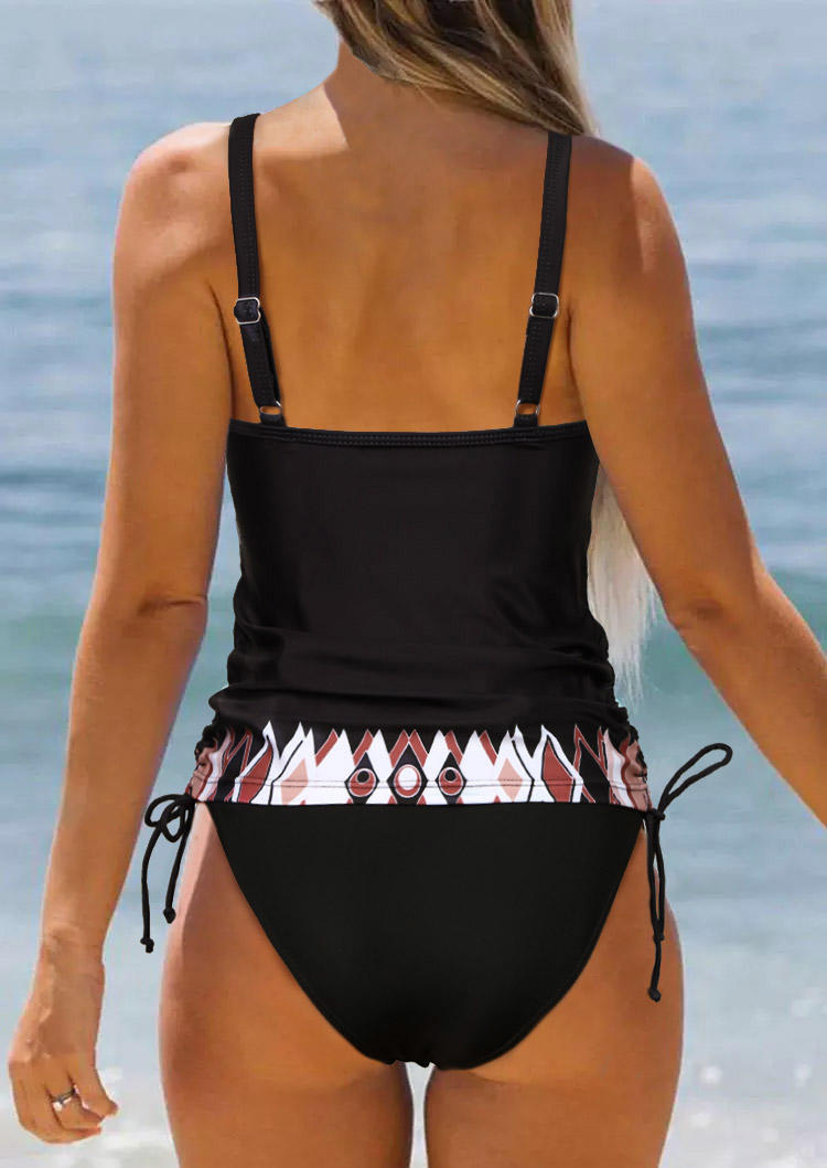 

Tankinis Geometric Criss-Cross Hollow Out Tankini Set in Black. Size