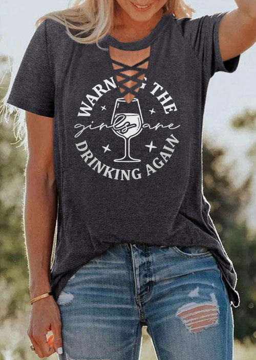 

T-shirts Tees The Girls Are Drinking Again T-Shirt Tee - Dark Grey in Gray. Size: L,M,,XL