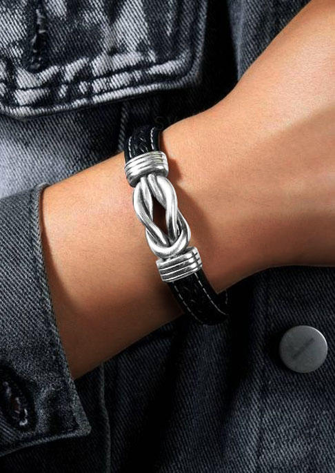 

Bracelet Love You Forever Leather Magnetic Buckle Bracelet in Black. Size