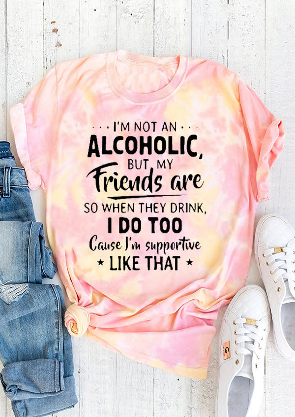 

T-shirts Tees I'm Not An ic But My Friends Are Tie Dye T-Shirt Tee in Pink. Size: L,M,,XL