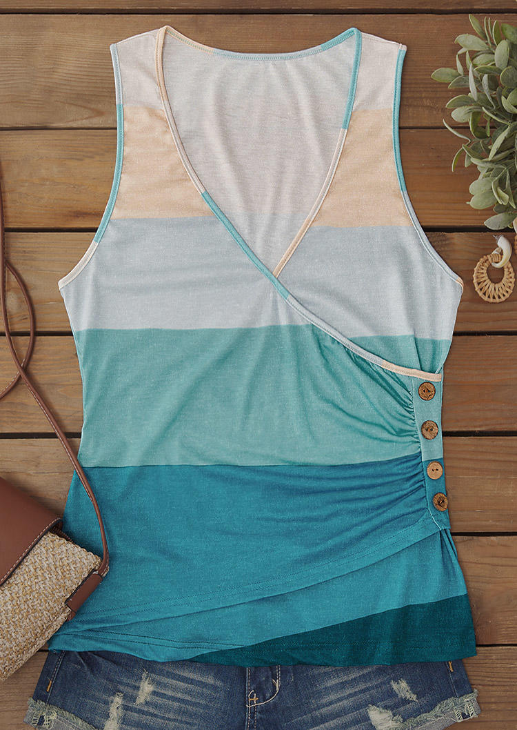 

Tank Tops Color Block Wrap V-Neck Tank Top in Multicolor. Size