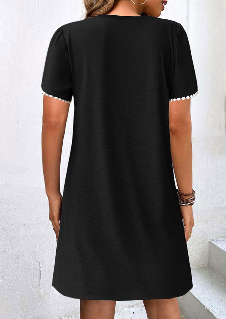 

Mini Dresses Pom Pom Ruffled Petal Sleeve Mini Dress in Black. Size: L,M,,XL