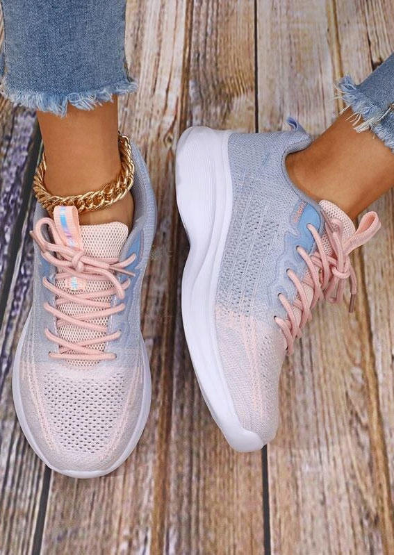

Sneakers Gradient Lace Up Breathable Running Sneakers in Multicolor. Size: ,38,39,40