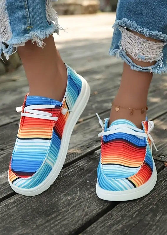 

Sneakers Gradient Serape Striped Slip On Flat Sneakers in Multicolor. Size