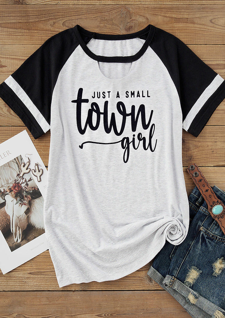 

T-shirts Tees Just A Small Town Girl Keyhole Neck T-Shirt Tee - Light Grey in Gray. Size: L