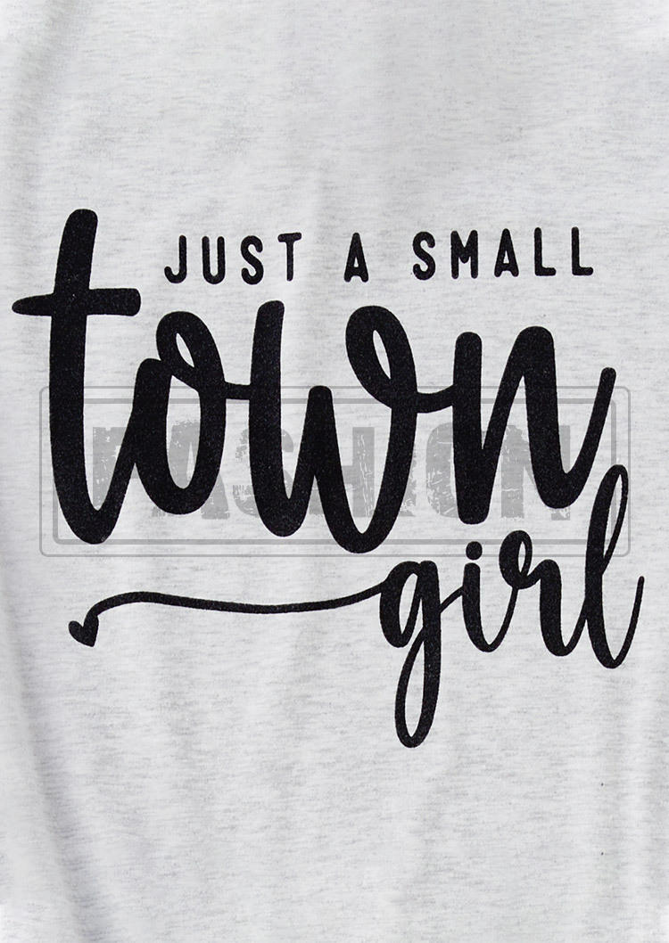 Just A Small Town Girl Keyhole Neck T-Shirt Tee - Light Grey