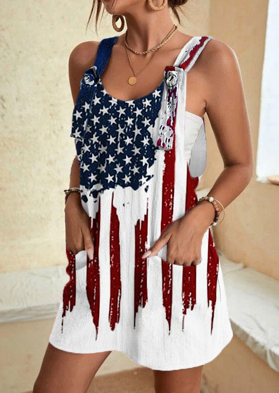 American Flag Pocket Sleeveless Mini Dress