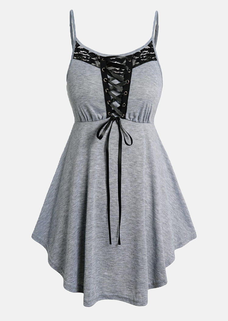 

Mini Dresses Lace Ruffled Eyelet Irregular Mini Dress in Gray. Size: L,M,,XL