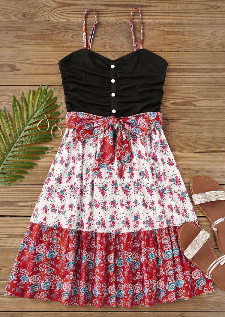 

Mini Dresses Ditsy Floral Ruched Spaghetti Strap Mini Dress in Multicolor. Size: L,M,,XL
