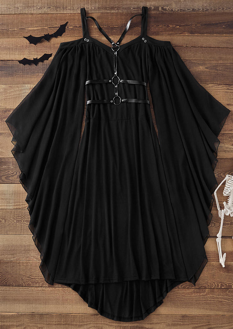 

Maxi Dresses Halloween Cold Shoulder High Low Hem Maxi Dress in Black. Size