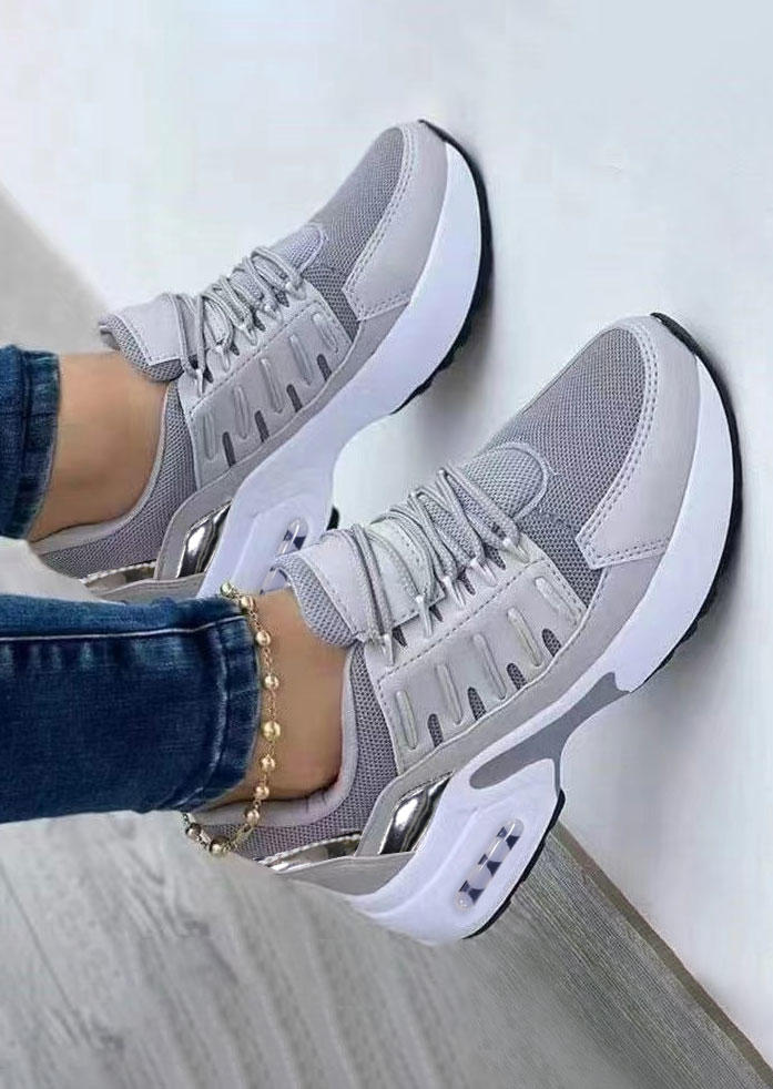 

Sneakers Lace Up Round Toe Sneakers in Gray. Size