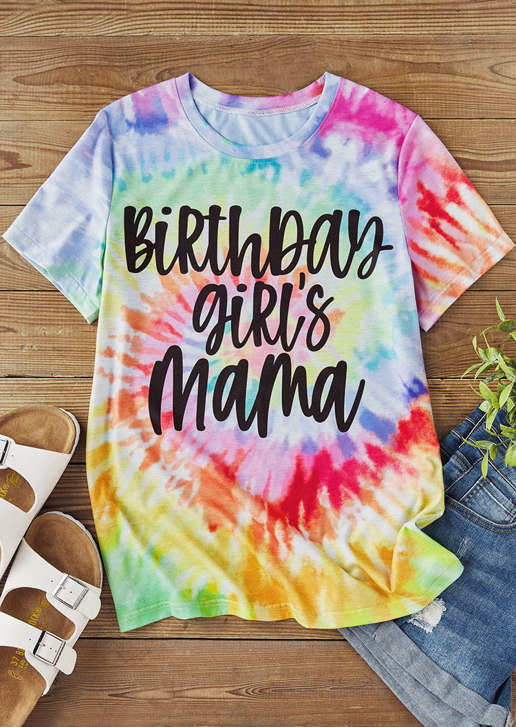 

T-shirts Tees Birthday Girl' Mama Reverse Tie Dye Rainbow T-Shirt Tee in Multicolor. Size: L,M,,XL