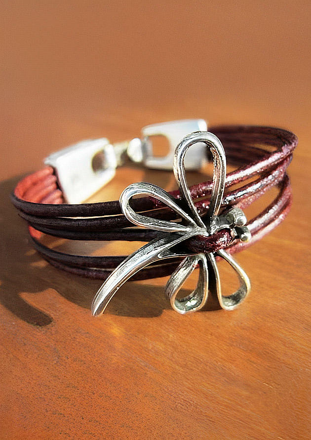 

Bracelet Dragonfly Leather Multi-Layered Bracelet in Brown. Size