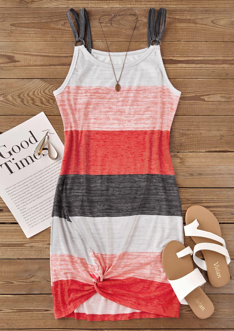 

Mini Dresses Color Block Twist Spaghetti Strap Mini Dress in Multicolor. Size