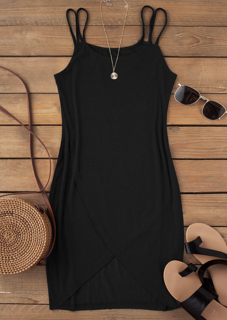 

Mini Dresses Wrap Spaghetti Strap Mini Dress in Black. Size: L,M,,XL