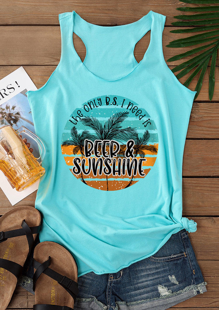 

Tank Tops The Only B.. I Need Is Beer And Sunshine Racerback Tank Top - Cyan in Blue. Size