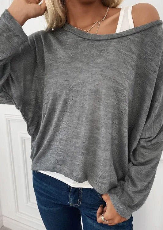 

Blouses Drop Shoulder Blouse without White Tank in Gray. Size