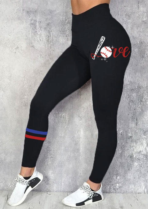 Love Baseball High Waist Leggings - Black
