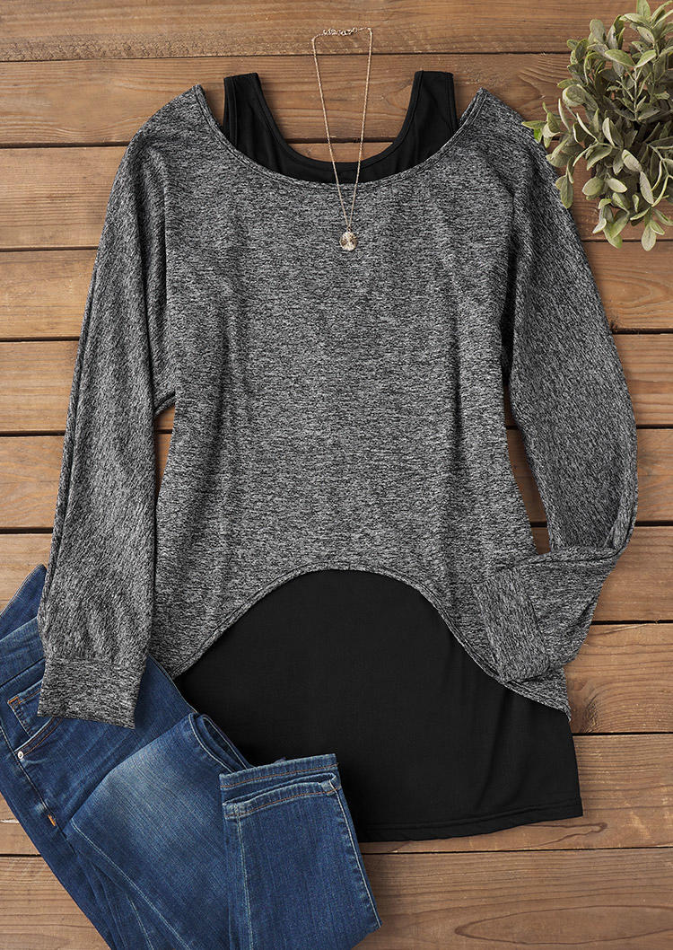 

Blouses 2Pcs Batwing Sleeve Blouse And Tank Set in Multicolor. Size