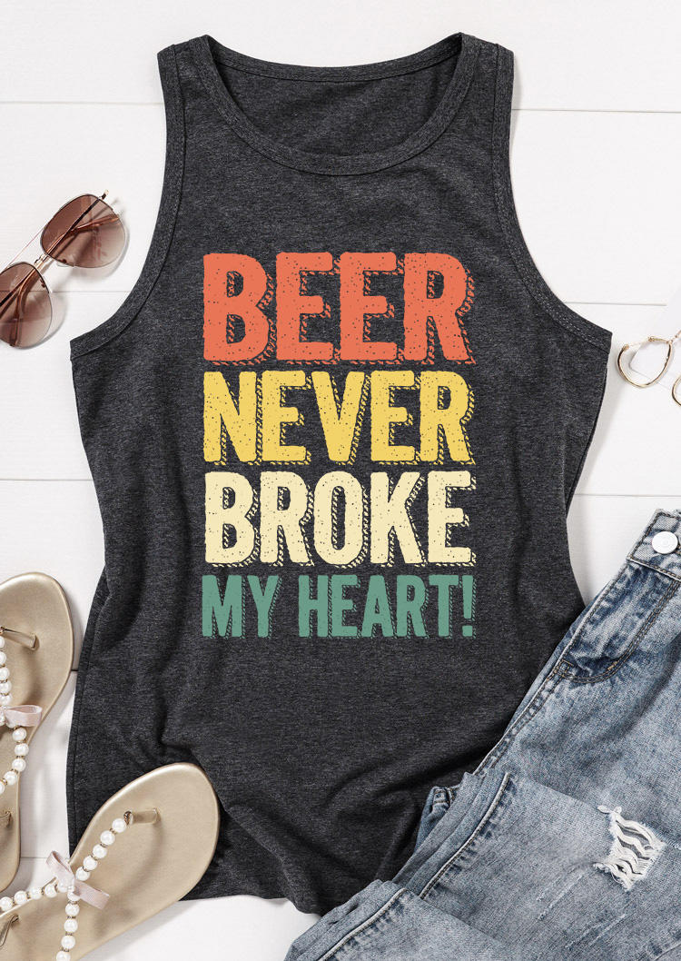 

Tank Tops Beer Never Broke My Heart Racerback Tank Top - Dark Grey in Gray. Size