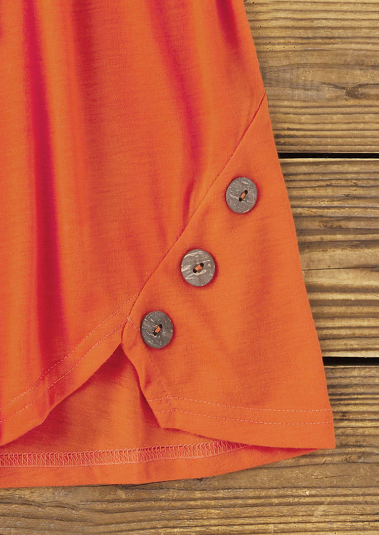 Lace Up Button Concise Tank - Orange