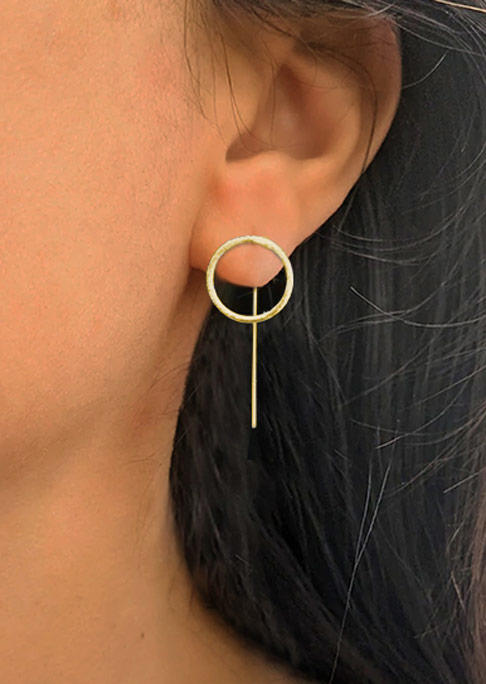 

Earrings Concise Hollow Out Round Earrings in Gold. Size