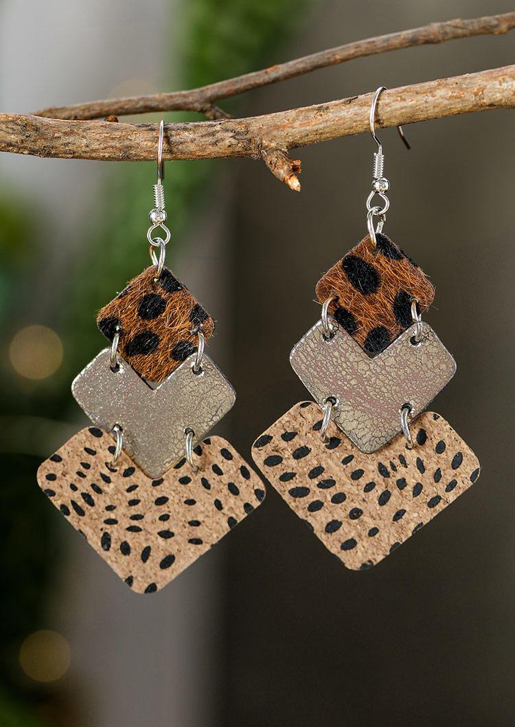 

Earrings Leopard PU Leather Hook Earrings in Multicolor. Size