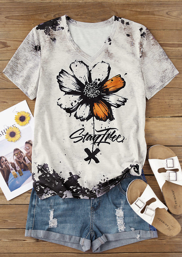 

T-shirts Tees Daisy Stay Free Tie Dye V-Neck T-Shirt Tee in Multicolor. Size