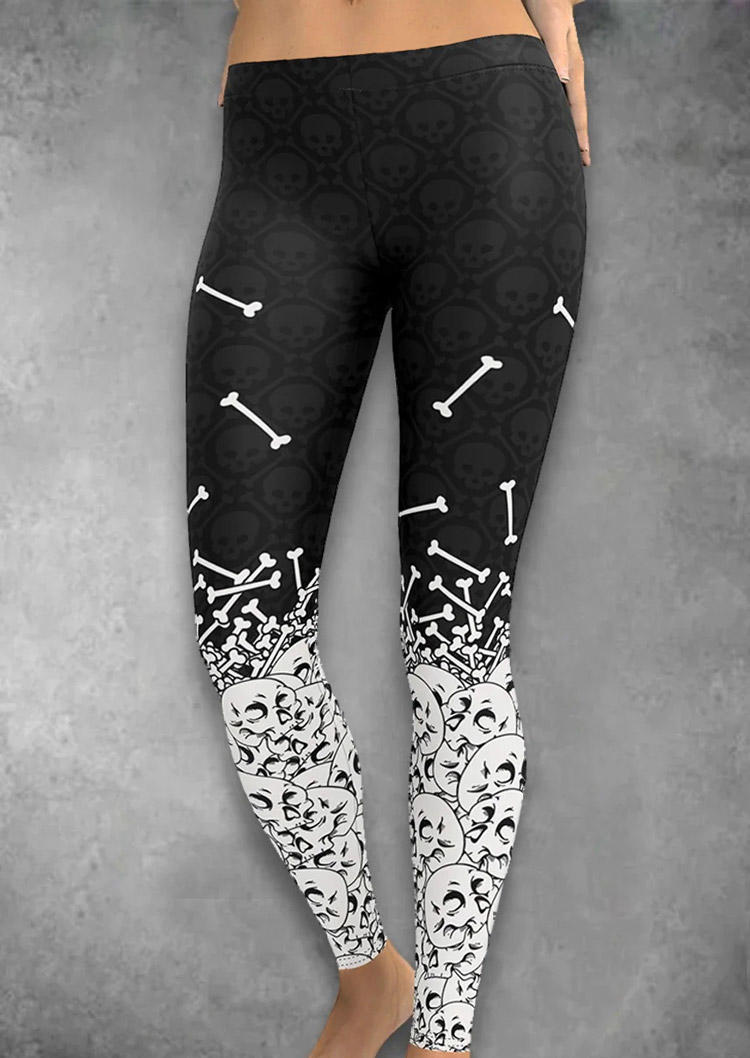 

Leggings Halloween Skeleton Hand Skull Skinny Leggings in Black. Size: L,M,,XL