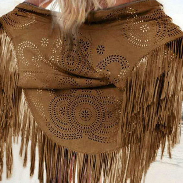 

Capes Tassel Hollow Out Capes - Camel in Brown. Size