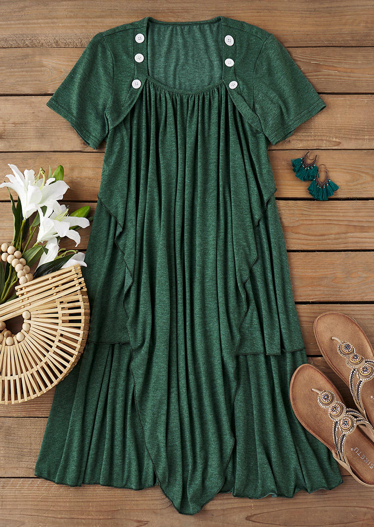 

Mini Dresses Ruffled Button Mini Dress - Light Green in Green. Size: L,M,,XL
