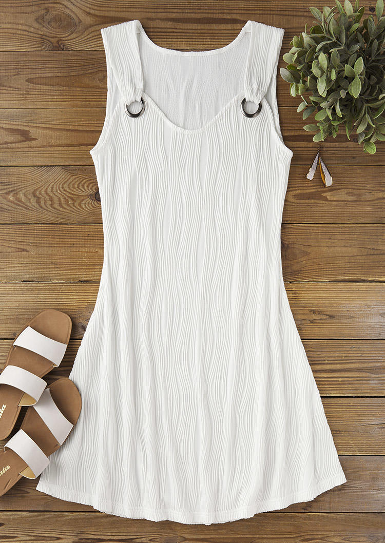 

Mini Dresses Hollow Out Eyelet Elegant Plain Mini Dress in White. Size: L,M