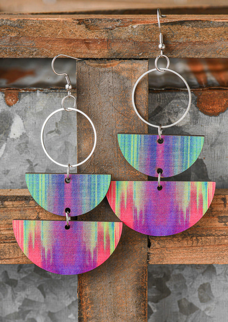 

Earrings Colorful Gradient Hollow Out Circle Hook Earrings in Multicolor. Size