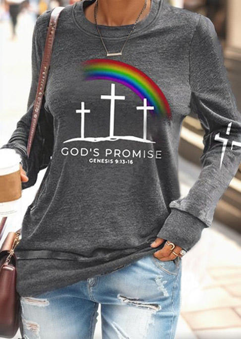 

Sweatshirts God' Promise Cross Rainbow Sweatshirt in Gray. Size: L,M,,XL