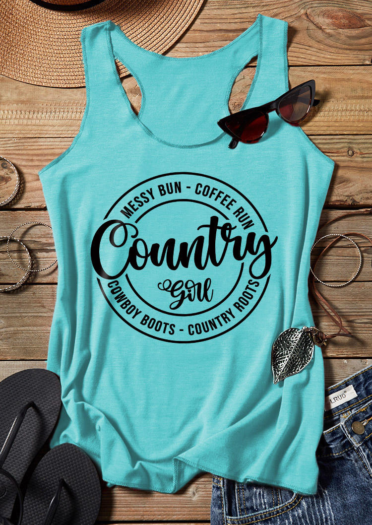 

Tank Tops Country Girl Racerback Tank Top - Cyan in Blue. Size