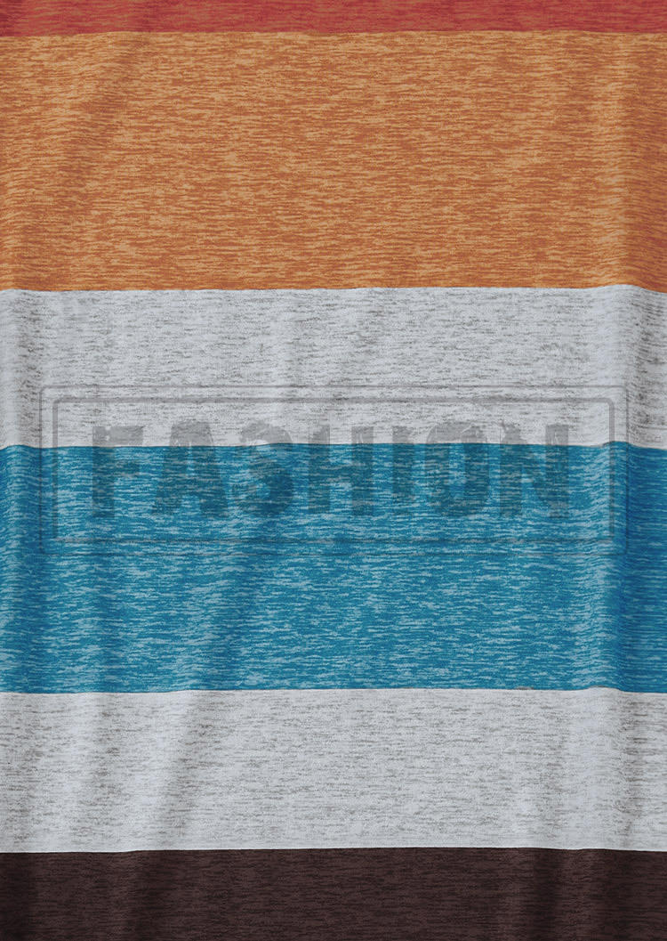 Color Block Striped Long Sleeve Blouse