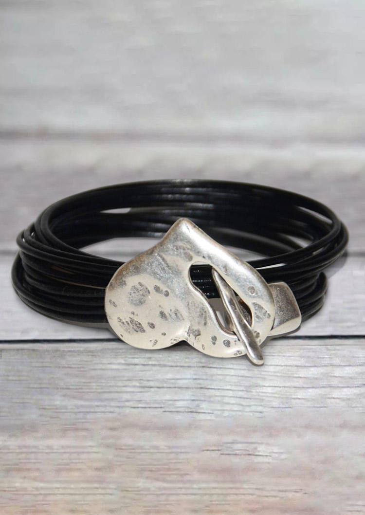 

Bracelet Bohemian Heart Alloy Bracelet in Black. Size