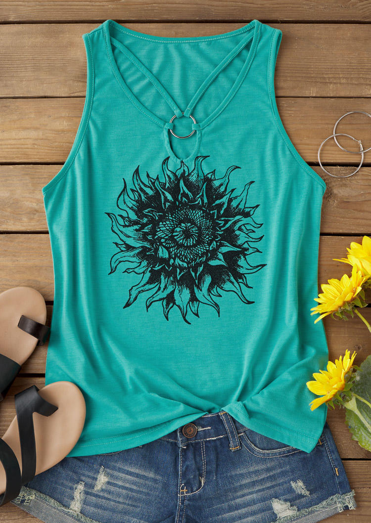 

Tank Tops Sunflower Hollow Out Tank Top - Cyan in Blue. Size