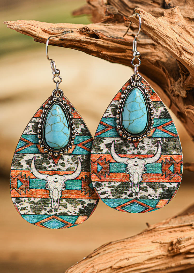

Earrings Steer Skull Turquoise Water Drop Earrings in Multicolor. Size