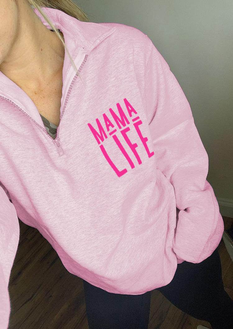 

Sweatshirts Mama Life Zipper Sweatshirt in Pink. Size: L,M,,XL