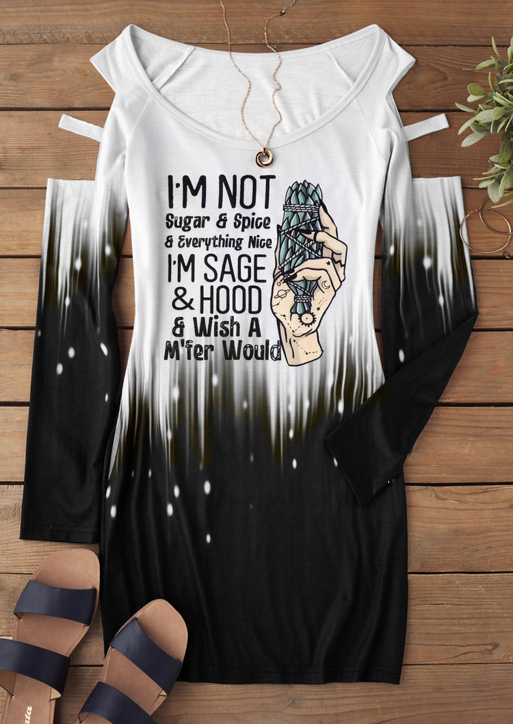 

Mini Dresses Halloween I'm Not Sugar & Spice & Everything Nice I'm Sage & Hood Cold Shoulder Mini Dress in Black. Size: L,M,,XL