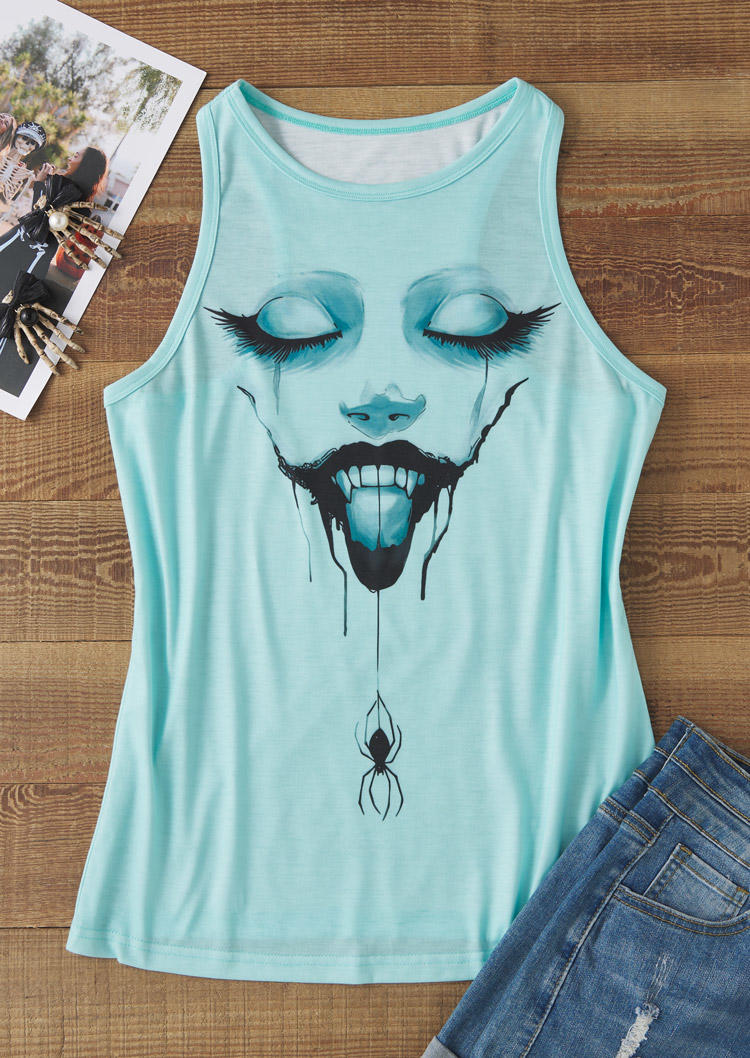 

Tank Tops Halloween Ghost Spider Tank Top - Cyan in Blue. Size: L,M,,XL