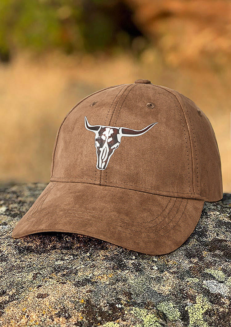 Steer Skull Baseball Cap - Coffee