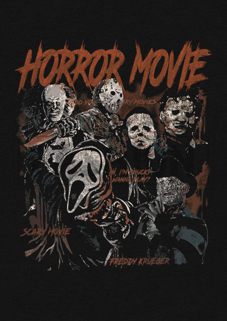 Halloween Horror Movie O-Neck T-Shirt Tee - Black