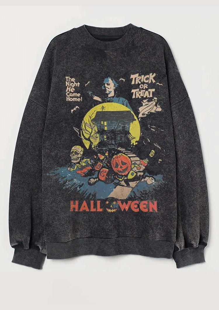 

Sweatshirts Halloween The Night He Came Home Trick Or Treat Skeleton Pumpkin Face Sweatshirt - Dark Grey in Gray. Size: L,M,,XL